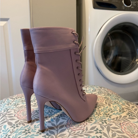 Mauve Lace-Up Ankle Boots - Picture 3 of 4